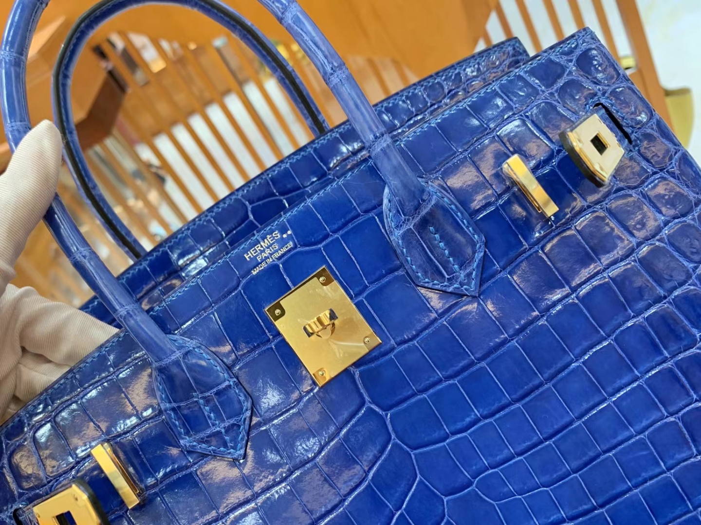 Hermes Birkin 30cm 35cm Bag In Blue Electric Crocodile Leather