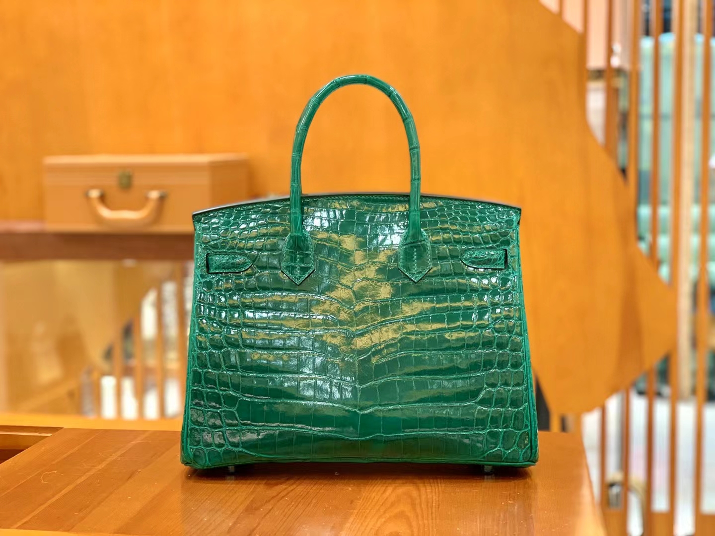 Perfect Hermes HERMES Birkin 30cm Niloticus 6I Vert Florentin Full handmade  GHW - lushenticbags