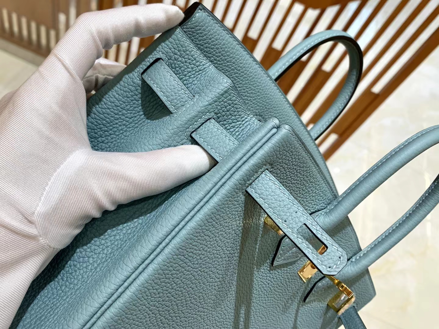 Hermes Birkin 30 Bag j7 Blue Lin Togo Calfskin SHW