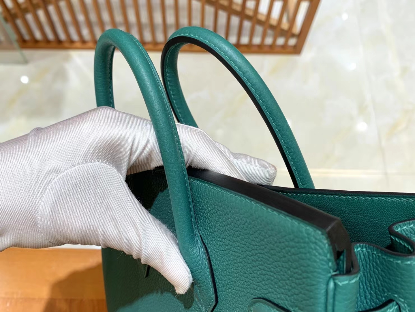 Hermes Birkin 35 Bag Malachite z6 Togo GHW