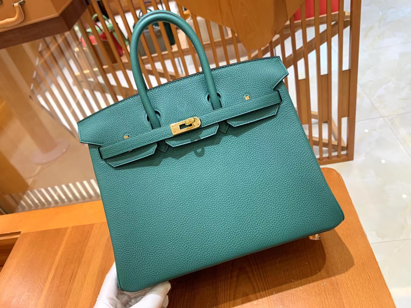 Perfect Hermes HERMES Birkin 30CM Z6 Malachite Togo Full handmade -  lushenticbags