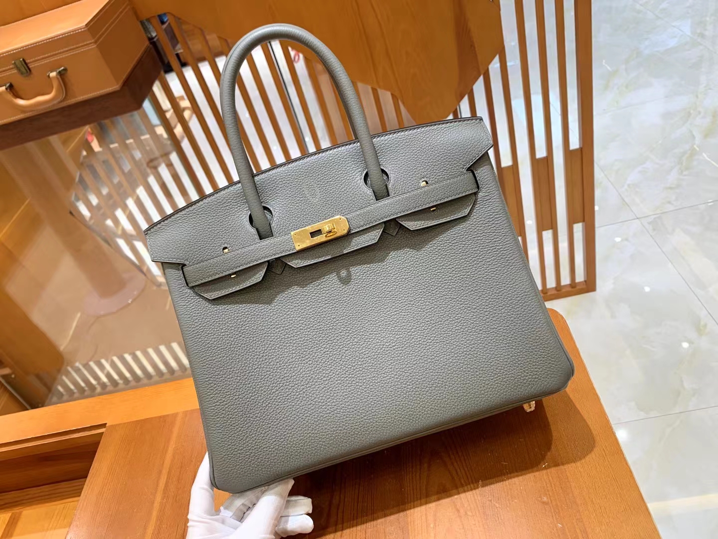 Hermes Gris Tourterelle Gray Togo Hardware Birkin 25 Handbag Bag Tote