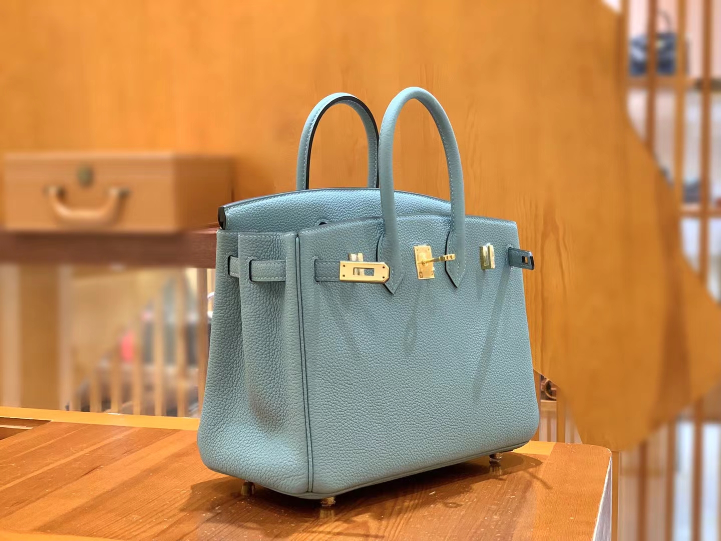 Perfect Hermes HERMES Birkin 30CM J7 Blue Lin Togo Full handmade -  lushenticbags